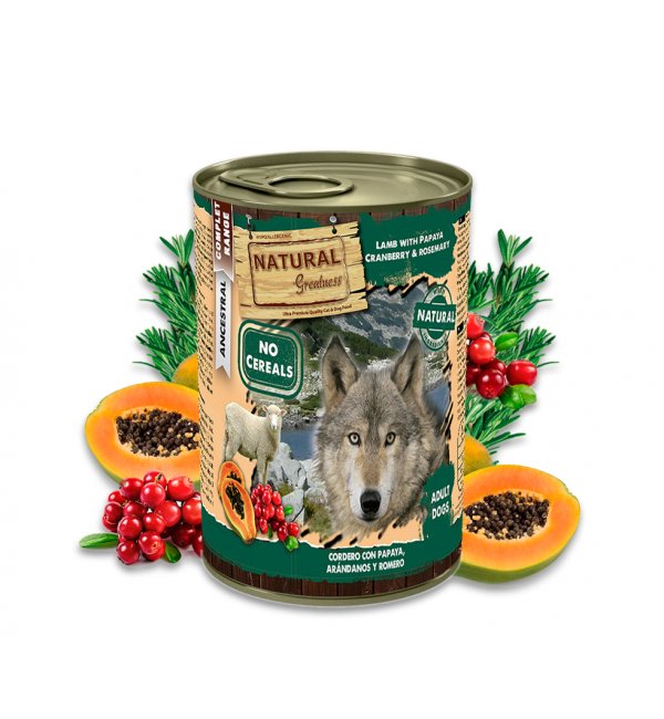Natural Greatness Cordero con Papaya y Arandanos 400gr Perro
