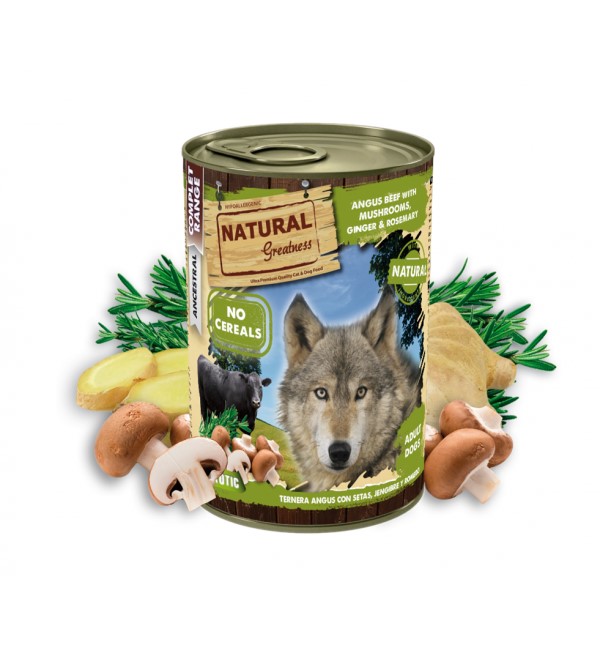 Natural Greatness Angus con Setas 400gr Perro