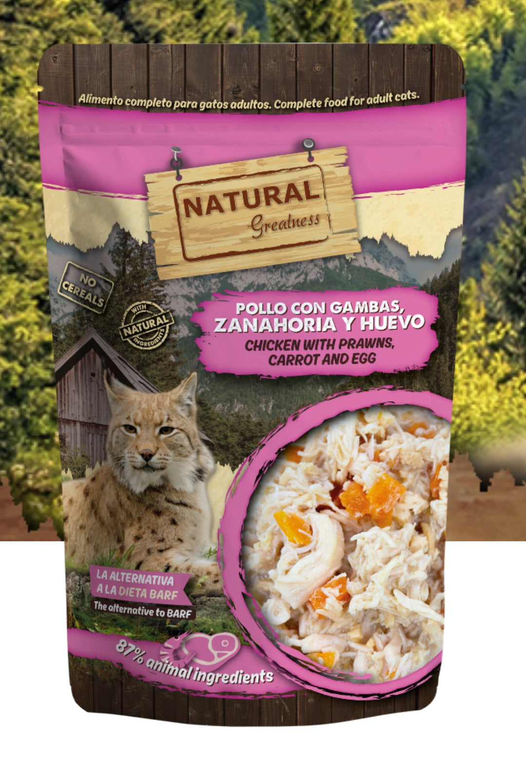 Natural greatness sobre Pollo zanahoria Huevo 70gr