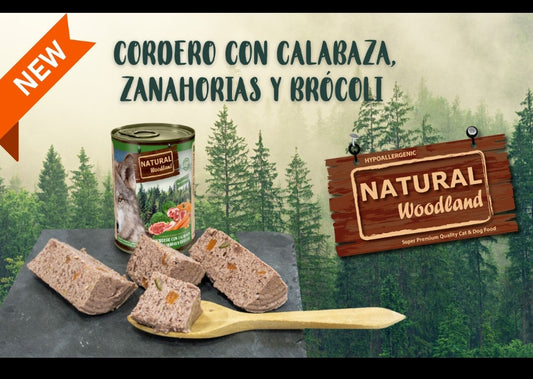Natural woodland Cordero con calabaza, zanahoria y brócoli 400gr