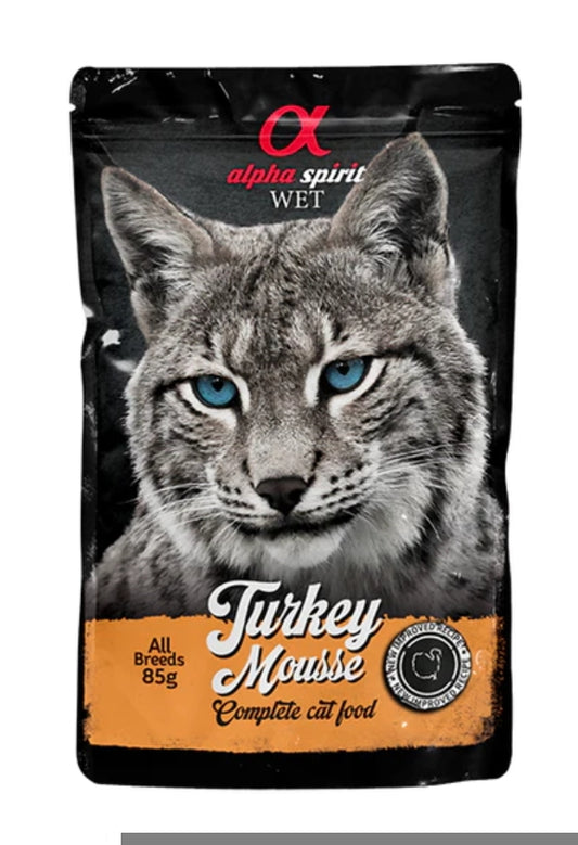 Alpha Spirit Mousse Pavo 85gr sobre Gato